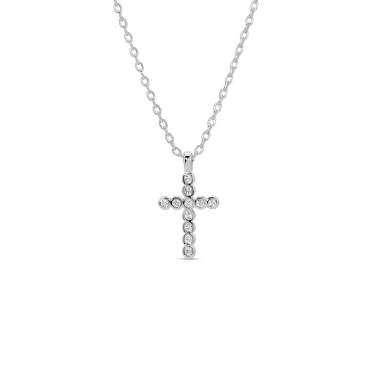 Silver cross necklace featuring a Delicate CZ Cross Pendant