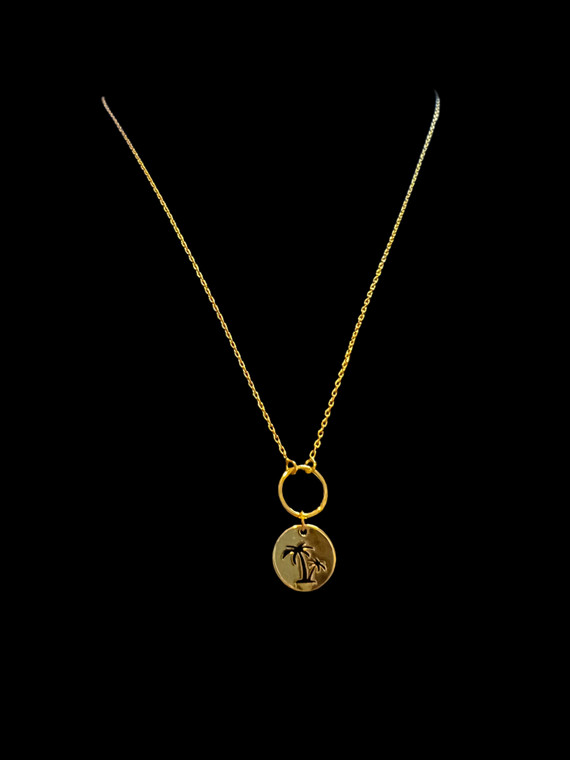 Gold coin pendant on a Palm Tree Necklace