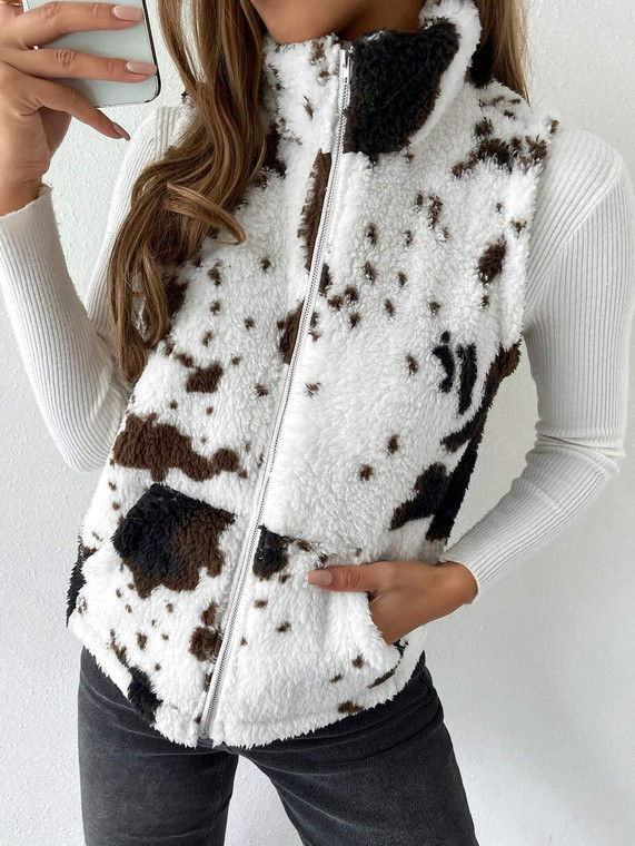 Cow Print Vest Jacket