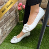Gabor 62.625.50 White Leather Pump with chain detail | newshoes.ie