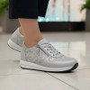 Rieker N1112-80 Silver, Flower Pattern Wide Fit Sneaker | newshoes.ie