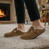 Birkenstock Boston Shearling Suede Leather Mink 1001141 Ladies Clog | newshoes.ie