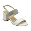 Lotus Elisena White & Diamante Block Heel Slingback