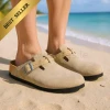 Birkenstock Boston Braided Suede Leather Taupe 1026694 Ladies Clog | newshoes.ie