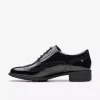 Clarks Havisham Oak 26178710 Black Patent Women's Brogue | newshoes.ie