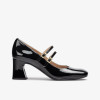 Unisa Mount Black Patent Two Straps Court Shoe | newshoes.ie
