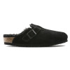 Birkenstock Boston Shearling Suede Leather Fur Black 0259881 Ladies Clog | newshoes.ie