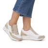 Remonte D0T01-80 White & Beige Wide Fit Wedge Sneaker | newshoes.ie