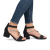 Rieker 64654-00 Black Block Heel Sandal | newshoes.ie