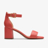 Clarks Ezoria Mae 26181297 Coral Leather Heeled Sandal | newshoes.ie