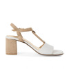 Marco Tozzi 2-28332-44 197 White & Gold Block Heel Sandal | newshoes.ie