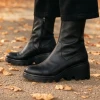 Wonders Toronto 30 Black Stretch Mid Calf Wedge Boot | newshoes.ie