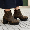 Wonders Lady H-4981 Tiger Print Suede Platform Block Heel Ankle Boot | newshoes.ie
