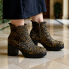 Wonders Lady H-4981 Tiger Print Suede Platform Block Heel Ankle Boot | newshoes.ie
