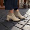 Wonders Eliot I-9013 Taupe Patent Leather Block Heel Ankle Boot | newshoes.ie