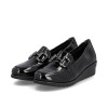 Rieker L5352-00 Black Patent Wedge Loafer | newshoes.ie