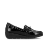 Rieker L5352-00 Black Patent Wedge Loafer | newshoes.ie