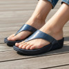 Fitflop LuLu Metallic Leather I88-D57-050 Cosmic Blue Toe Post Sandals | newshoes.ie