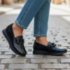 Rieker 49051-14 Navy Patent Wide Fit Wedge Loafer | newshoes.ie