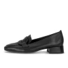 Gabor 4002.01.012 Black Leather Block Heel Loafer With Buckle | newshoes.ie