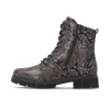 Remonte D2S72-03 Black Brown Combi Croc Lace Boot | newshoes.ie