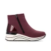Remonte D0T73-35 Burgundy Water-Repellent Wide Fit Wedge Ankle Boot | newshoes.ie