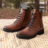 Remonte D8671-24 Brown 2 Zip Leather Biker Boot | newshoes.ie