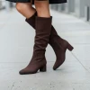 Caprice 9-25303-47 302 Dark Brown Stretch Mid Calf Boot | newshoes.ie