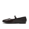 Clarks Livia Jane 26327192 Dark Brown Croc Mary Jane Style Flat Pump | newshoes.ie