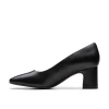 Clarks Fernie Court 26183032 Black Leather Block Heel Dress Shoe | newshoes.ie