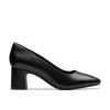 Clarks Fernie Court 26183032 Black Leather Block Heel Dress Shoe | newshoes.ie