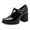 Marco Tozzi 24406-47 018 Black Patent Block Heel Platform Pump | newshoes.ie