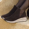 Remonte D0T75-25 Dark Brown & Leopard Wide Fit Wedge Ankle Boot | newshoes.ie