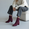 Susst Lucinda26 Mulberry Suede Block Heel Ankle Boot | newshoes.ie