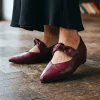 Wonders Triana 40 A-3840 Wine Leather Bow Ballerinas | newshoes.ie