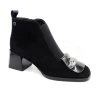 Loretta Vitale C2615 Black Suede Patent Front Block Heel Ankle Boot | newshoes.ie