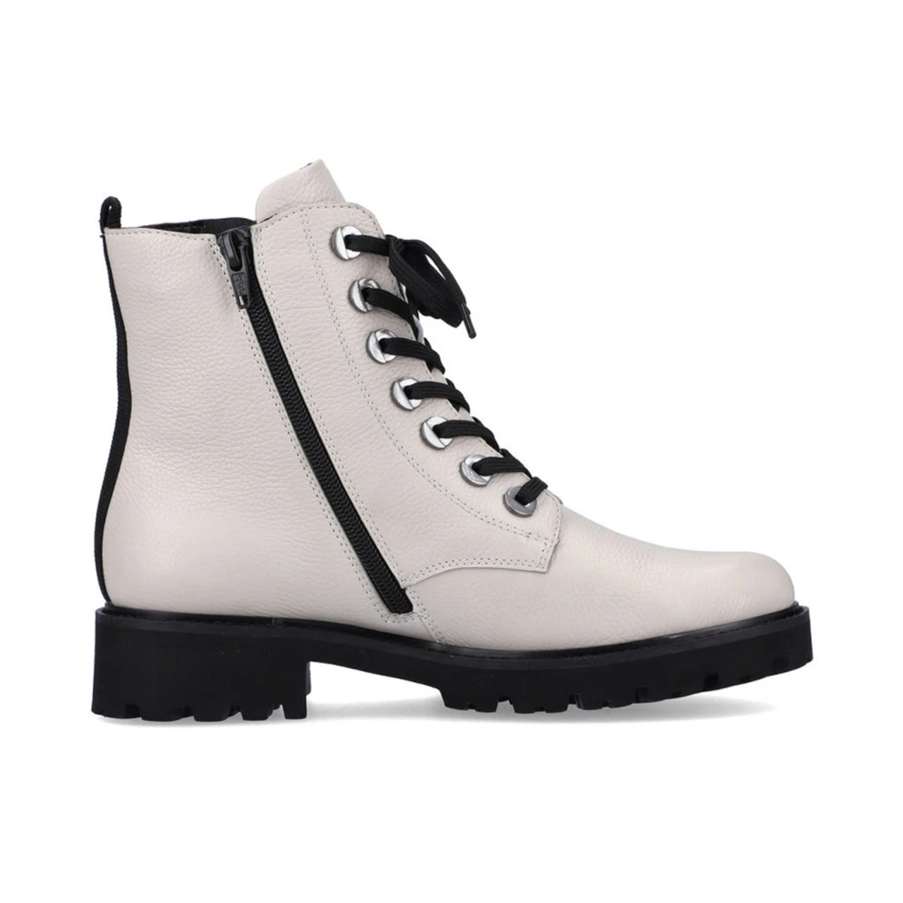 White leather store biker boots