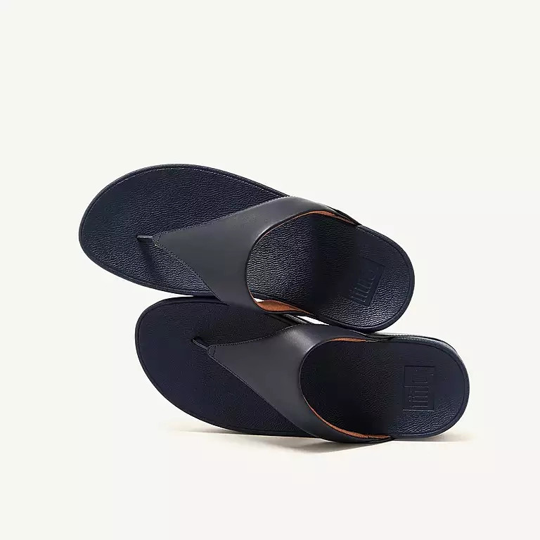 Fitflop Lulu Navy Leather Toe-Post Sandal