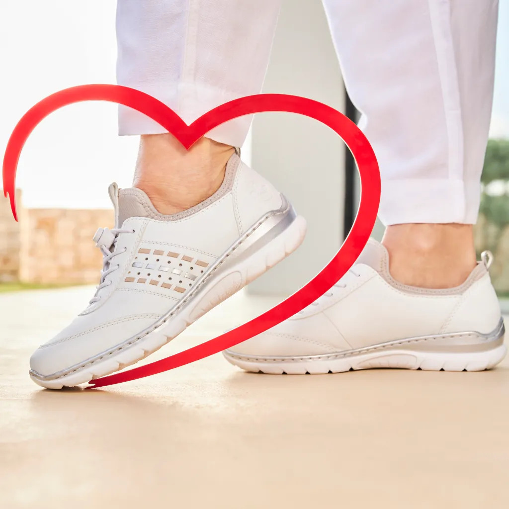 Rieker L3259-80 White & Silver Toggle Sneaker | Rieker Ireland