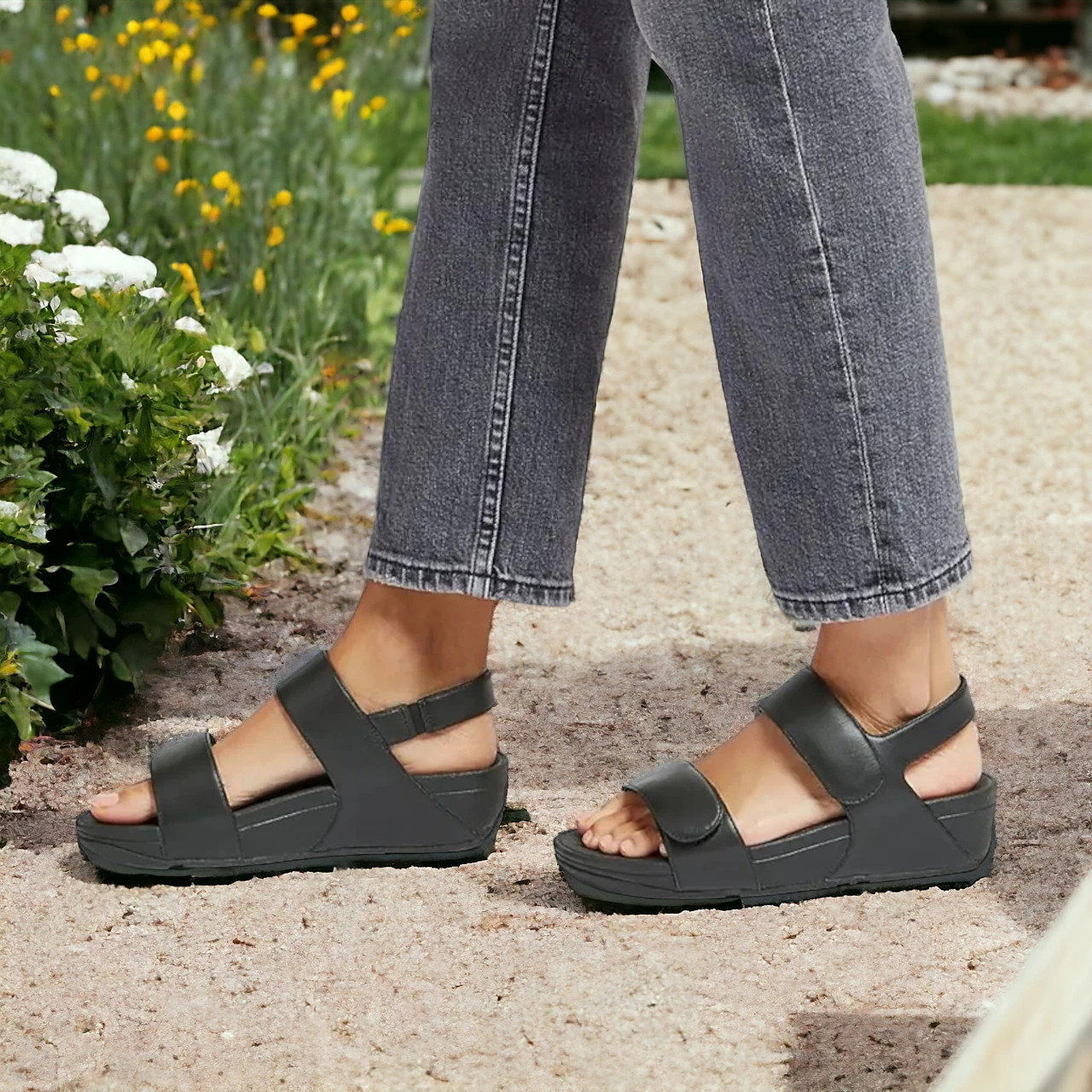 Fitflop Lulu Black FV8-090 Adjustable Sandals- Fitflop Ireland