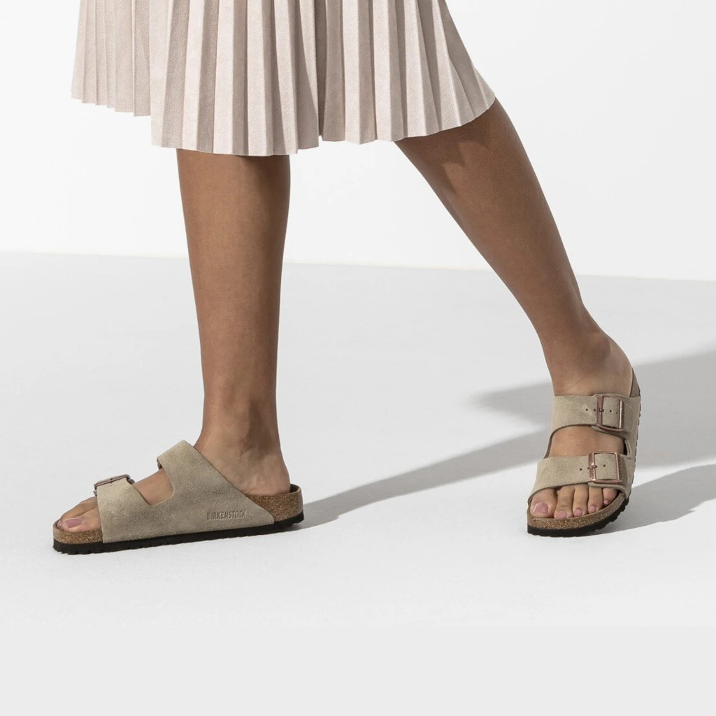 Leather Taupe Birkenstock Arizona Soft Footbed Suede Leather