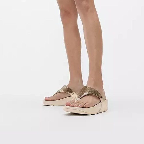 Fitflop Lulu Sequin Platino Toe-Post Sandals Fitflop Ireland