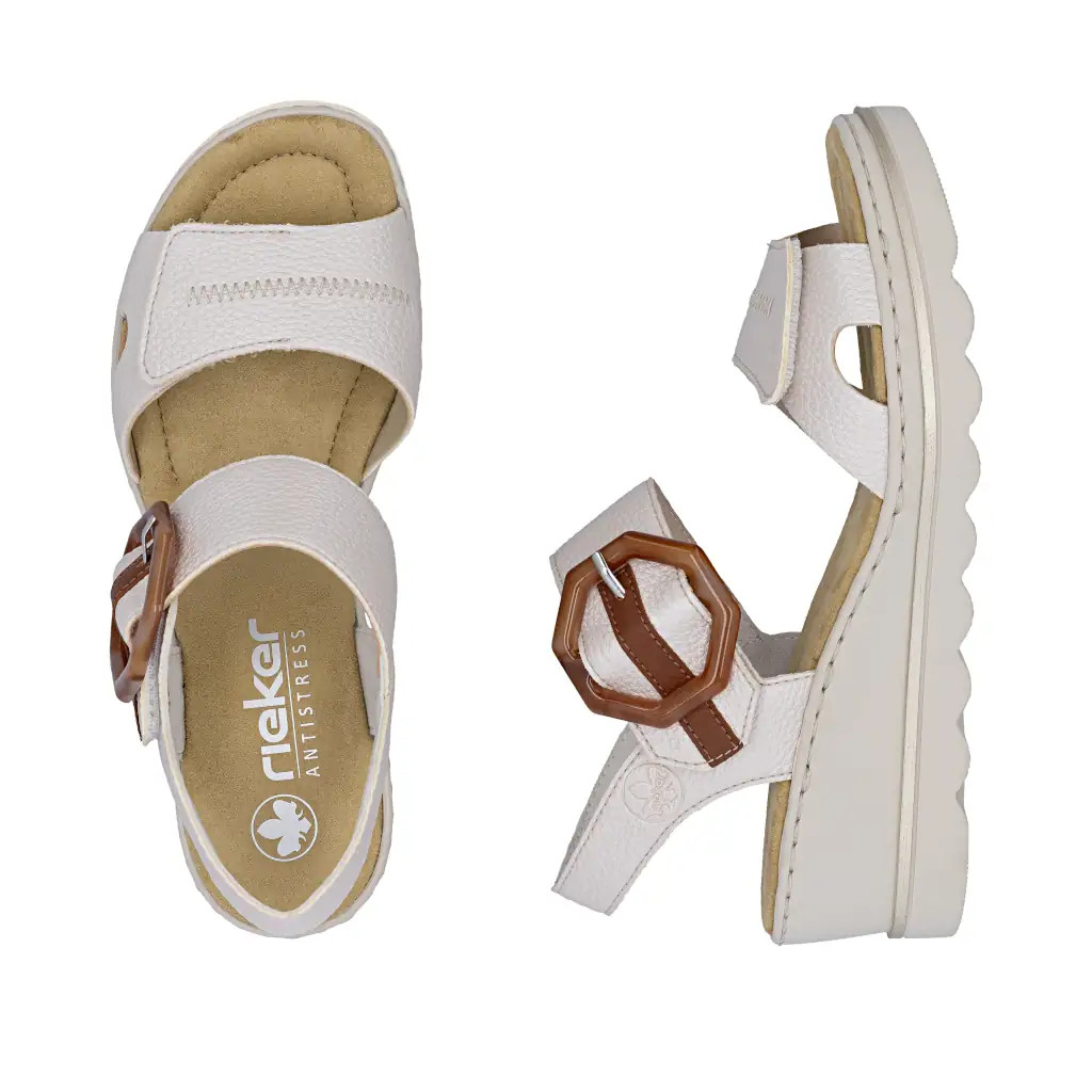 Rieker 67476-91 Nude Metallic Wedge Sandal | Rieker Ireland