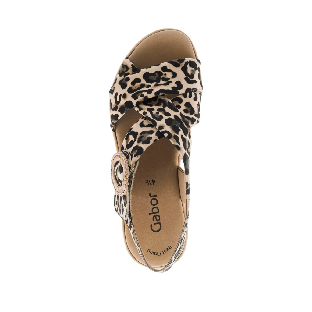 Gabor 84.556.32 Leopard Print Low Wedge Sandal | Gabor Ireland