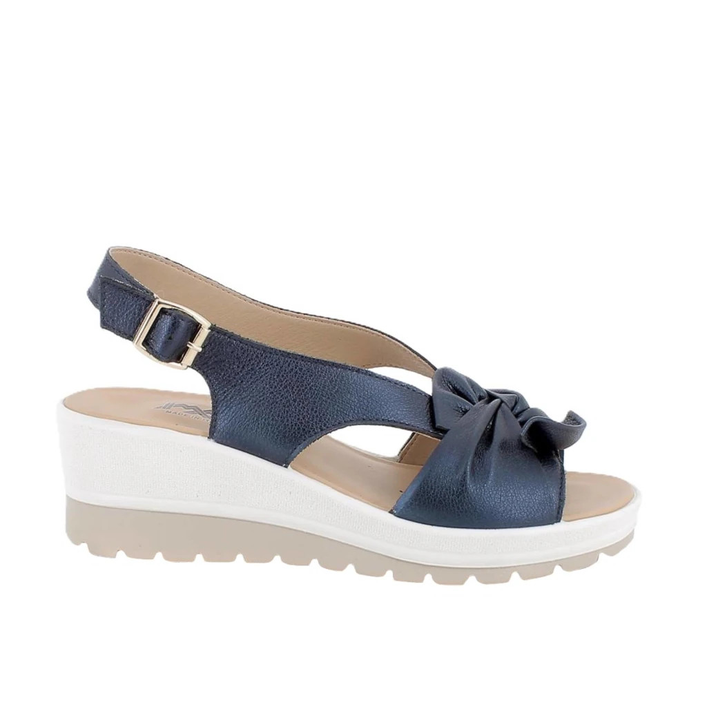 IMAC 108290 26741/009 Navy Metallic Leather Wedge Sandal | IMAC