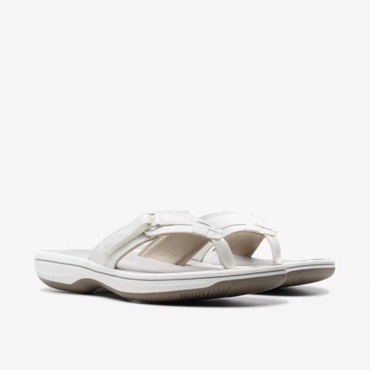 Clarks Brinkley Reyna 26183312 White Toe Post Slide | newshoes.ie