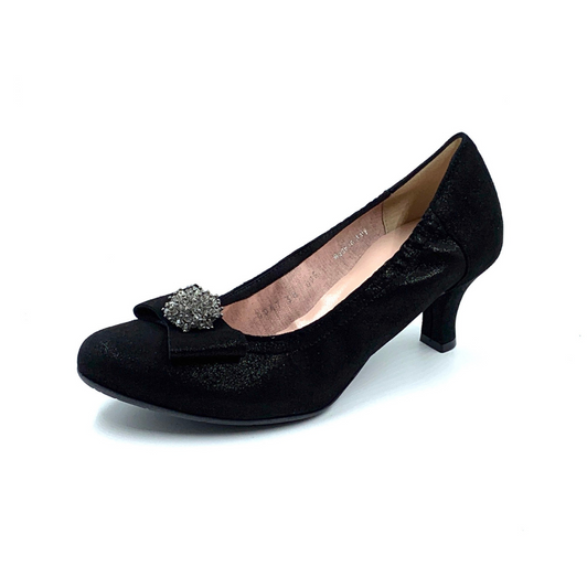 LeBabe 3047SO Decollette Luce Nero Black shimmer low heel occasion shoe