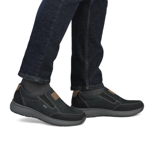 Rieker B7654-02 Navy Nubuck Slip On Casual Shoe | newshoes.ie
