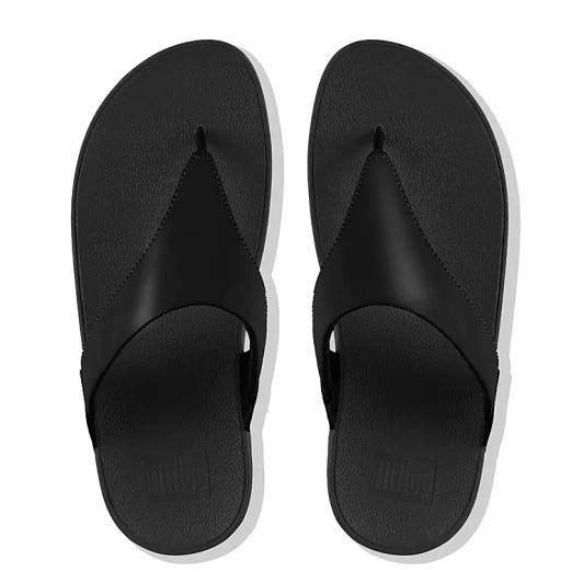 Fitflop Lulu Black Leather Toe-Post Sandal | newshoes.ie
