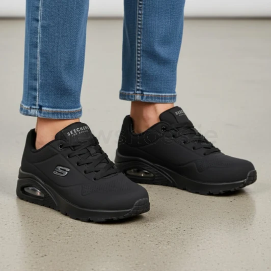 Skechers Uno - Stand on Air 73690 BBK Black Ladies Sneaker | newshoes.ie